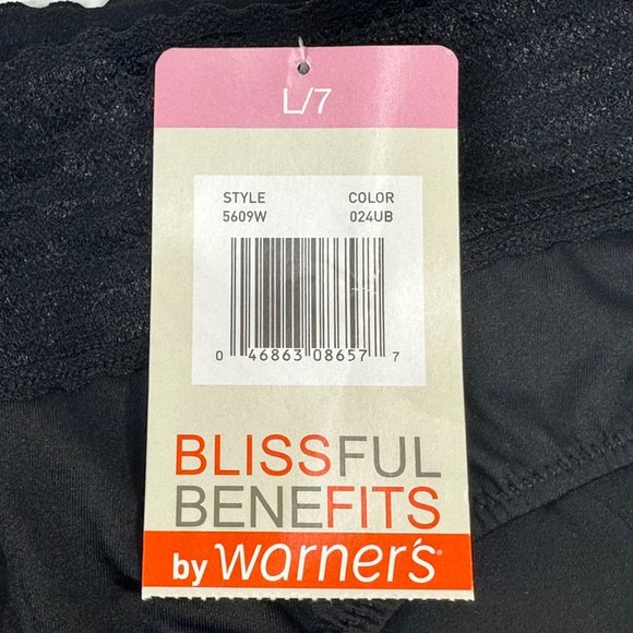 Blissful Benefits By Warner's Women's Size 7 Large Panty Lace Hipster Black New - Picture 5 of 8